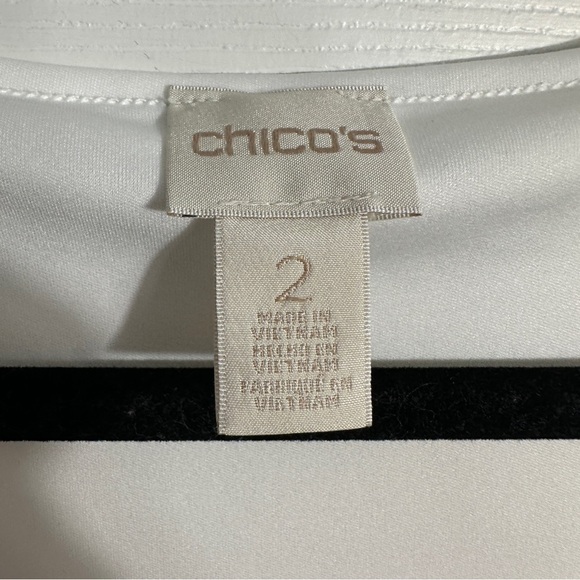 Chico's Sz. 2 (Lg) colorblock maxi dress, stretch, white/black, flowy - Picture 2 of 10